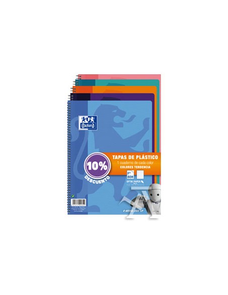 Pack 41 cuaderno espiral Fº 80h 90g cuad4x4 c m tapa plastico colores tendencia